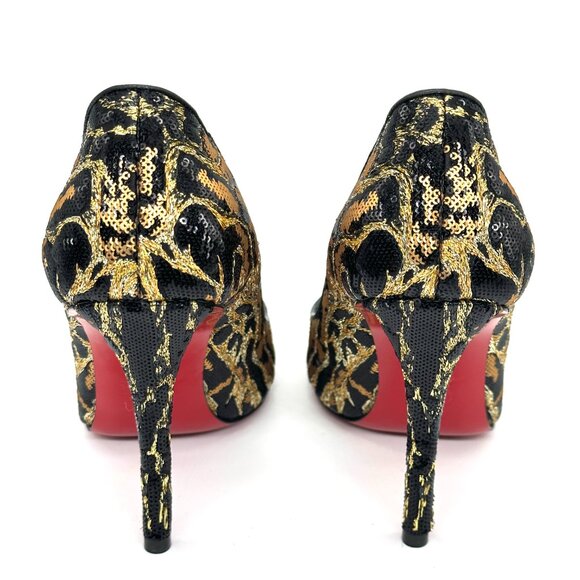 Christian Louboutin MISS Z OCELOT 100 Sequin Leopard Heels Pumps Shoes